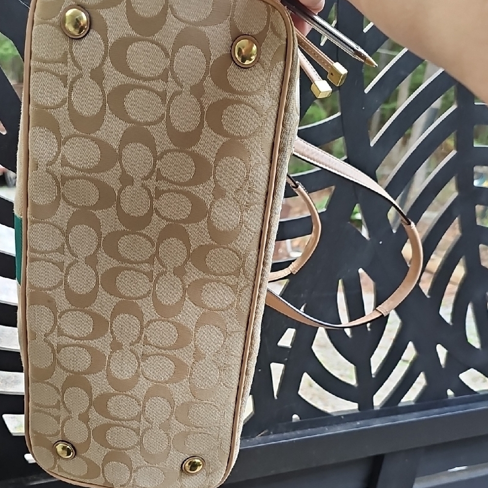 Coach Classic Monogram with Teal Glitter Heritage Stripe Like Brand Spanking New - Picture 6 of 11